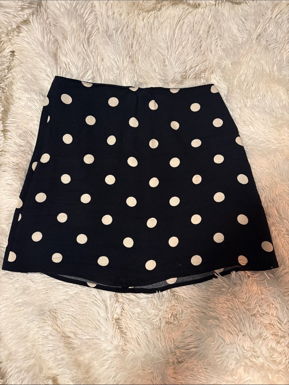 Reformation Black Mini Skirt with White Polka Dots
